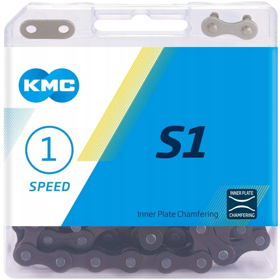 Łańcuch rowerowy 1rz. KMC S1 Szeroki Brown 112og. Box Spinka BS1WBR112