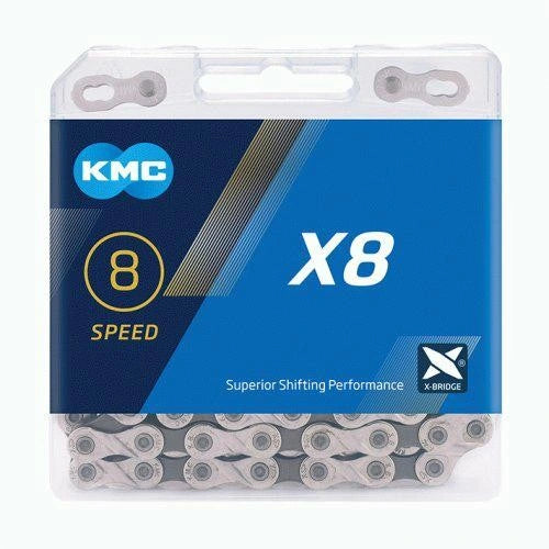 Łańcuch rowerowy 8rz. KMC X8 Silver/Gray 114og. BX08NG114