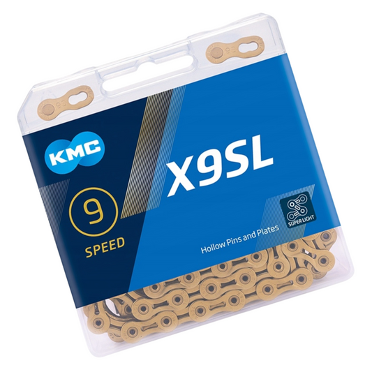 Łańcuch 9rz. KMC X9 SL Ti-N Gold 114og. BX09SLT14